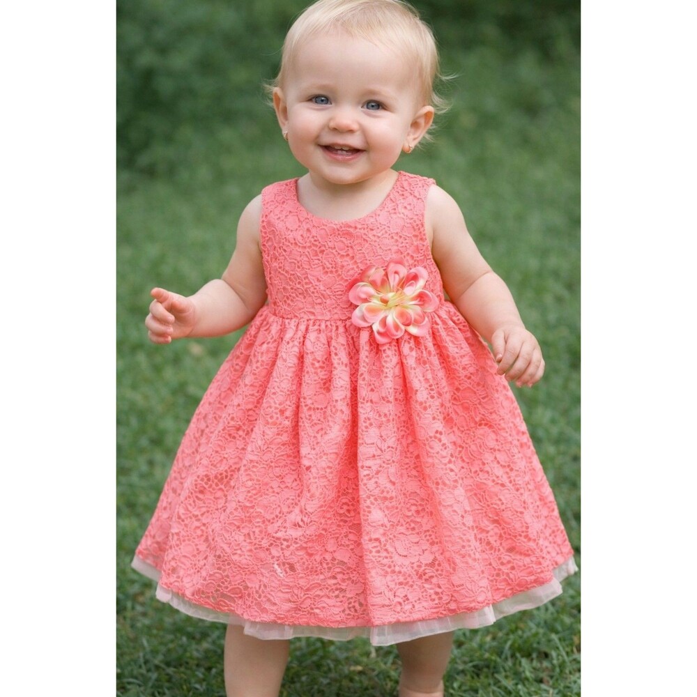Dress 12 months girls Heartworks pink lace sleeveless baby infant wear outfit